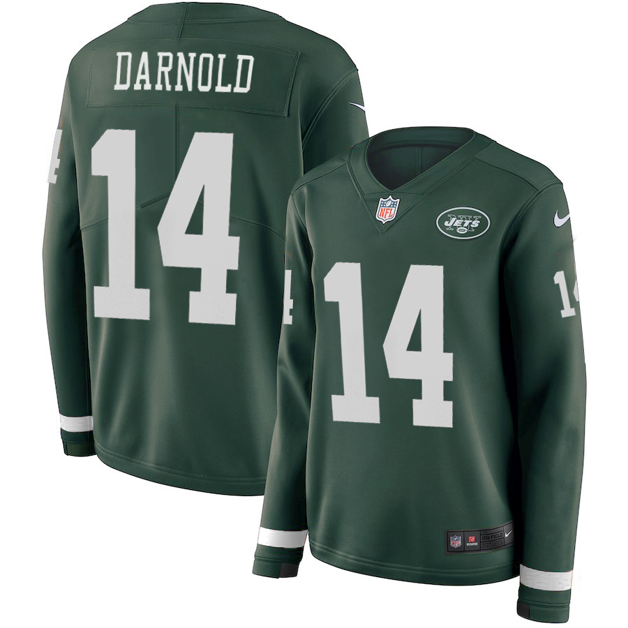 Men New York Jets #14 Darnold green Limited NFL Nike Therma Long Sleeve Jersey->new york jets->NFL Jersey